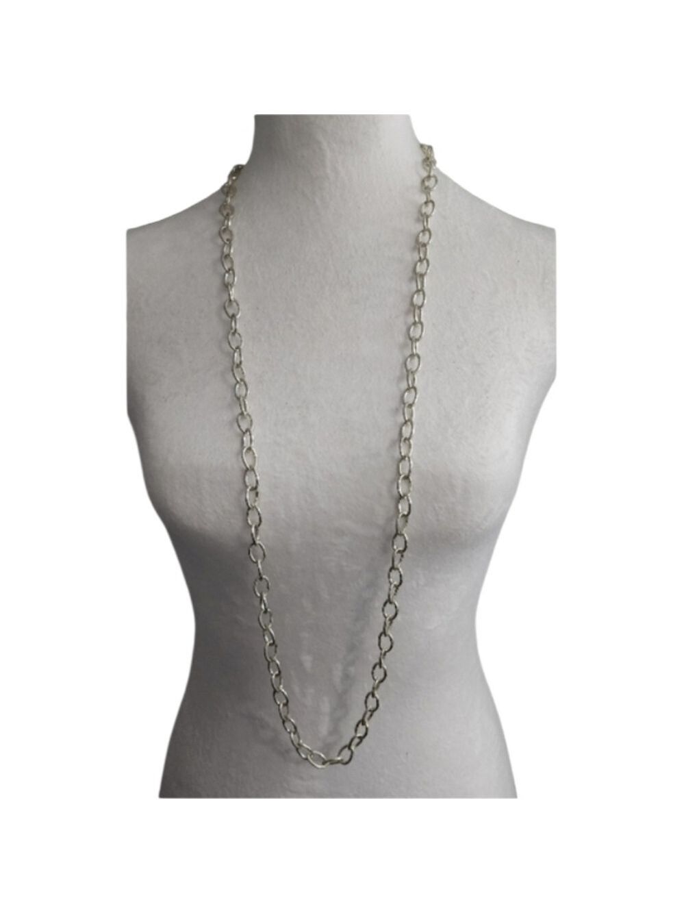 Polished Silvertone Cable Chain Necklace